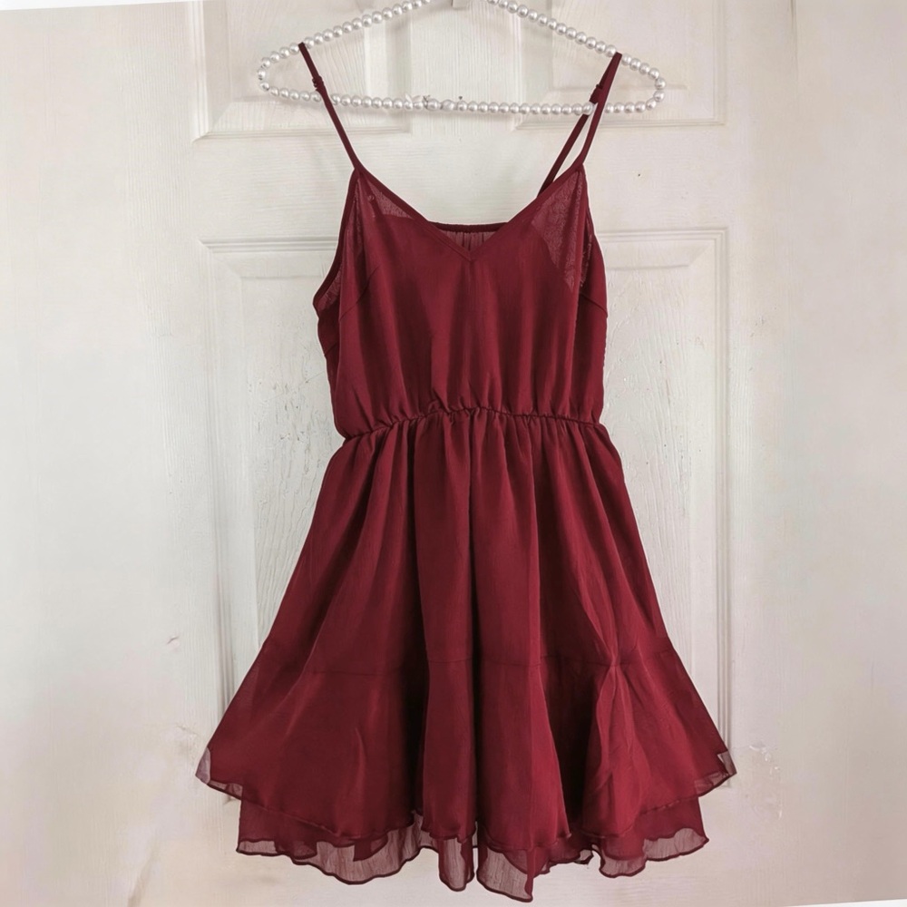 Commense Tiered Ruffle Chiffon Mini Dress Set with Liner - Picture 6 of 12